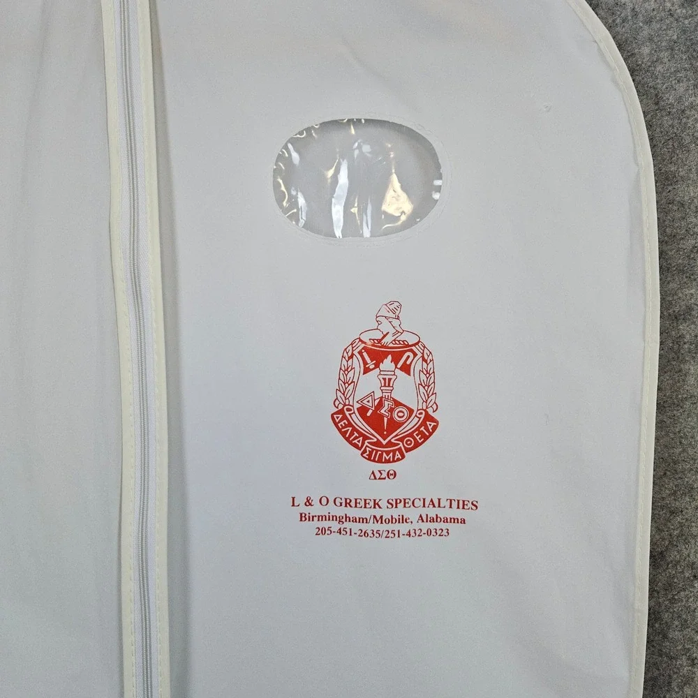 Delta Sigma Theta White Zip Garment Bag From L&O Greek Specialties‎ Peep Window